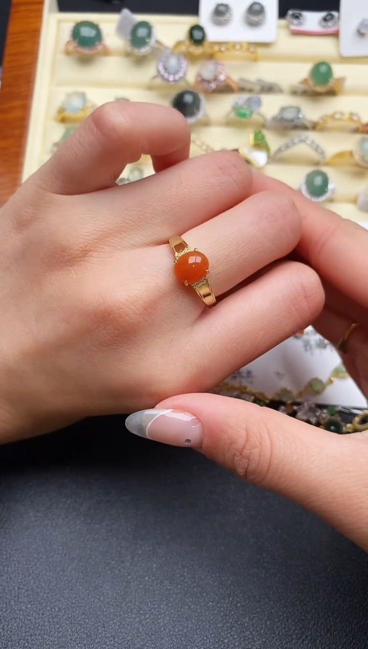 【闪购商品】翡翠戒指银S925镶嵌444444444+5