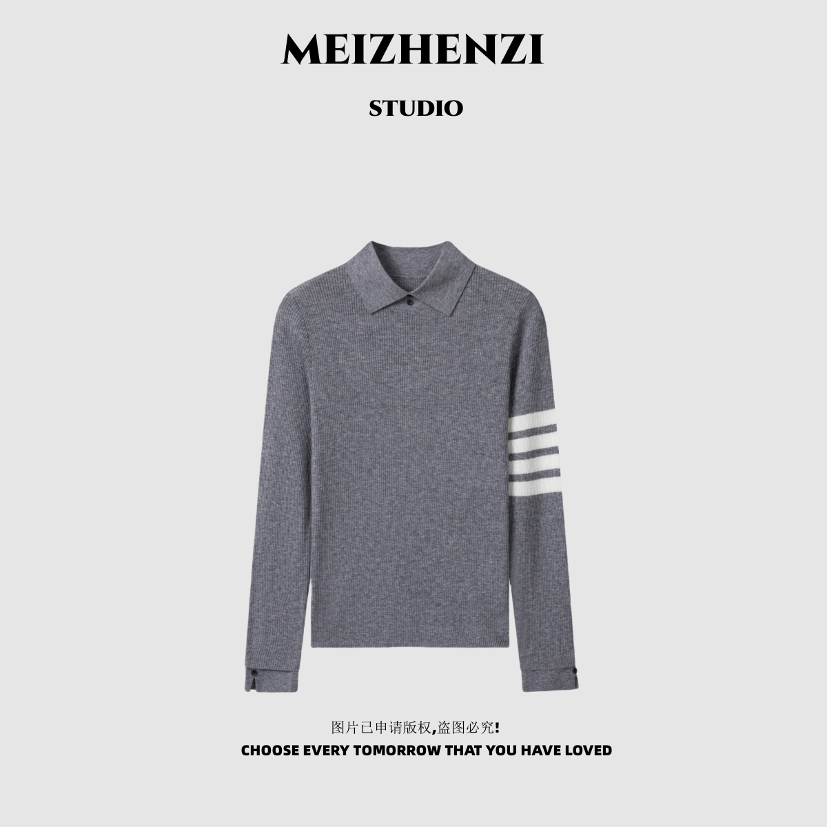 MEIZHENZI 【四道杠】31%超细绵羊毛|秋冬小方领打底毛衣女针织衫