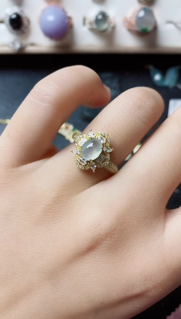 【闪购商品】翡翠戒指银S925镶嵌11111