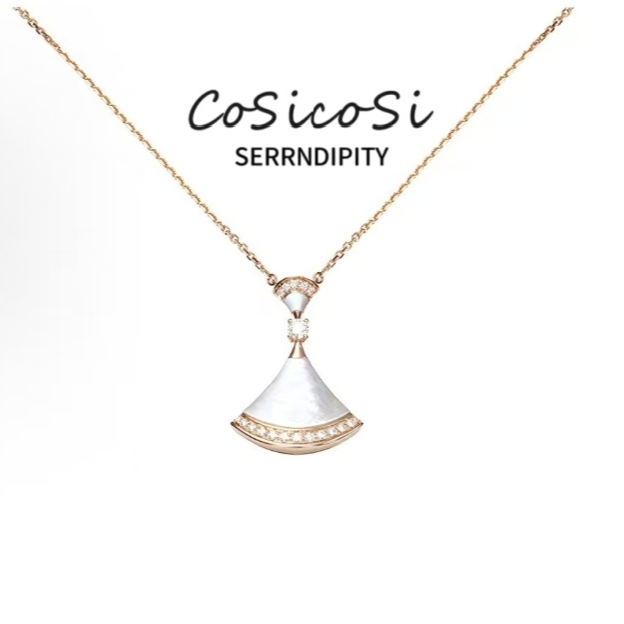 V金CNC精工  轻奢镶钻小扇子裙子吊坠