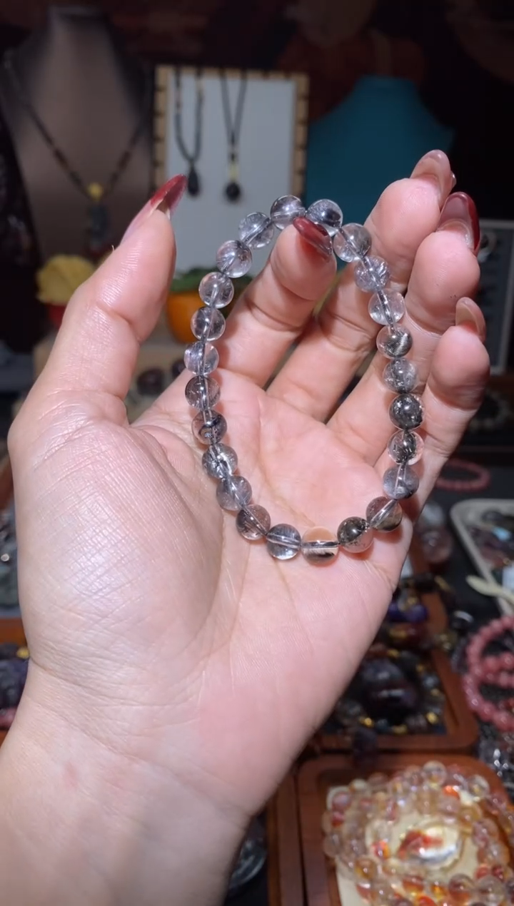 【闪购商品】水晶手串未镶嵌黑银钛手串