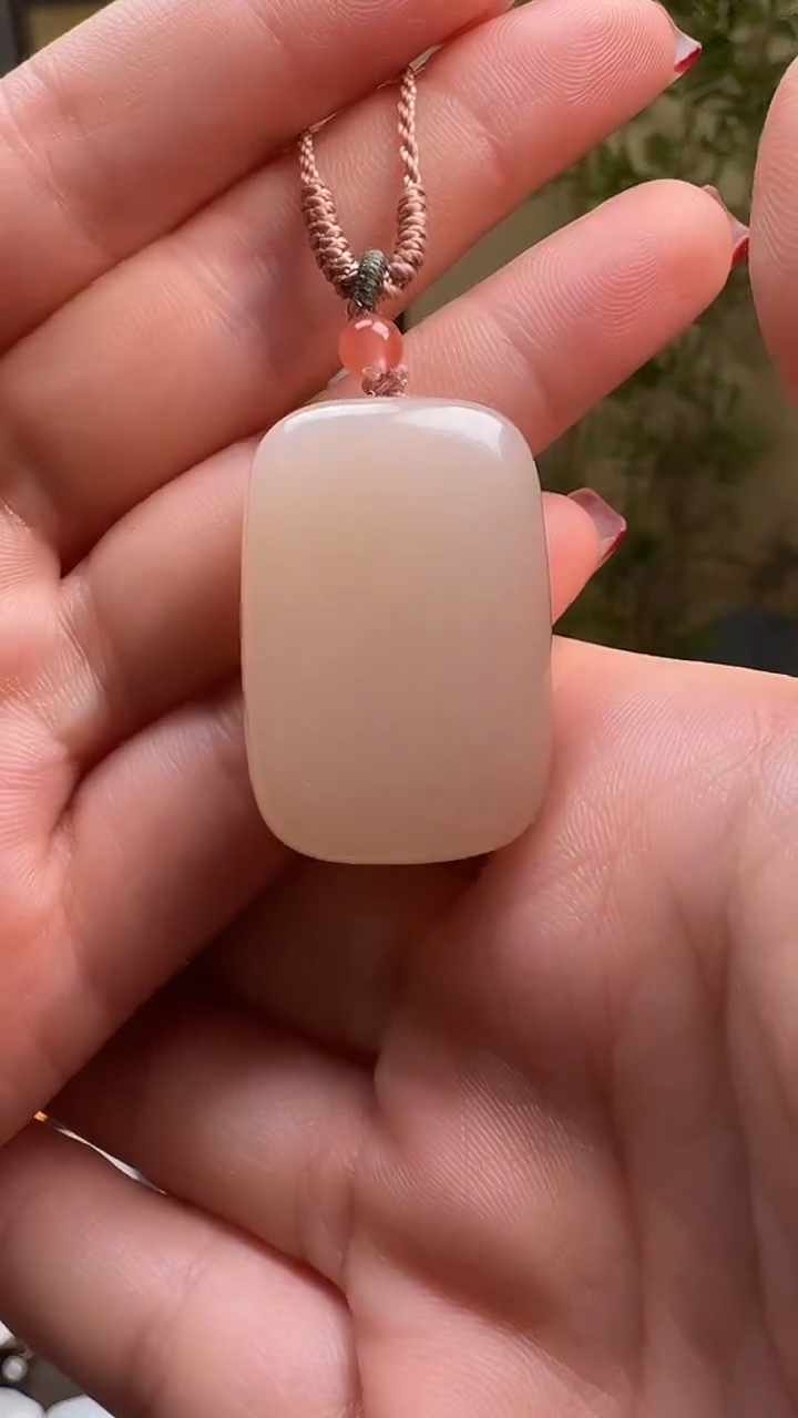 【闪购商品】和田玉吊坠未镶嵌0997藕粉平安牌