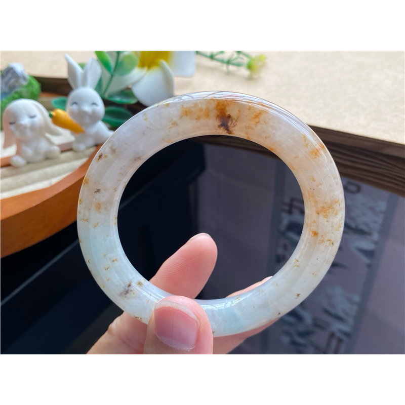 02.30批1287号54.2-11-10.7！圆条！厚装！油画系美镯！天然翡翠