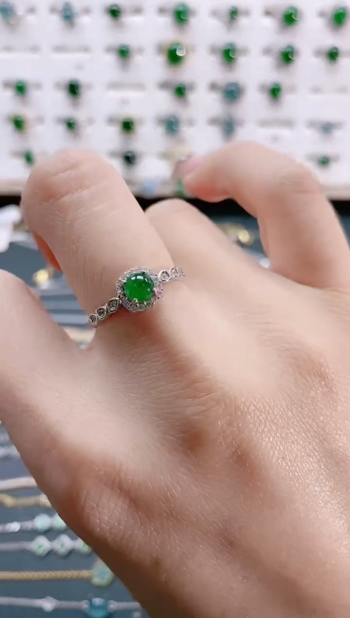 【闪购商品】翡翠戒指银S925镶嵌天然翡翠