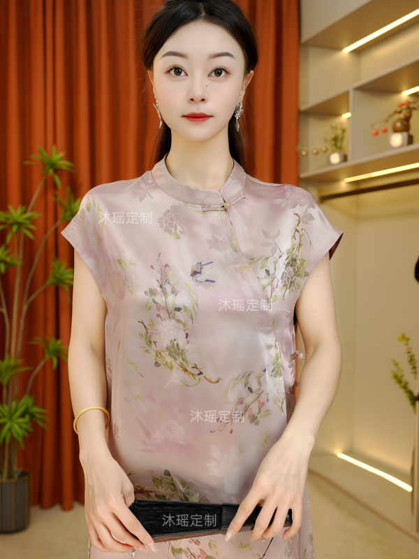 【玉漱】2025新款新中式百搭女装T恤上衣气质提花中国风夏季