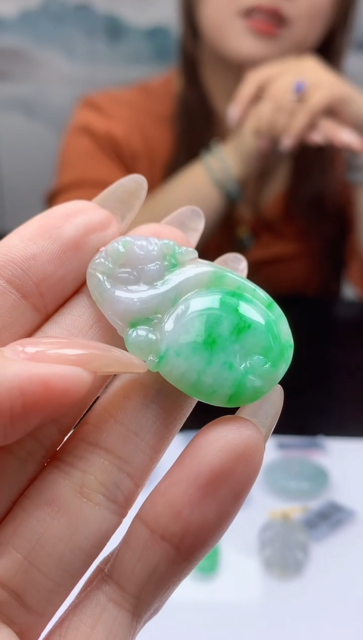 【闪购商品】定制翡翠未镶嵌011ee-毛货仿古龙86赠金扣