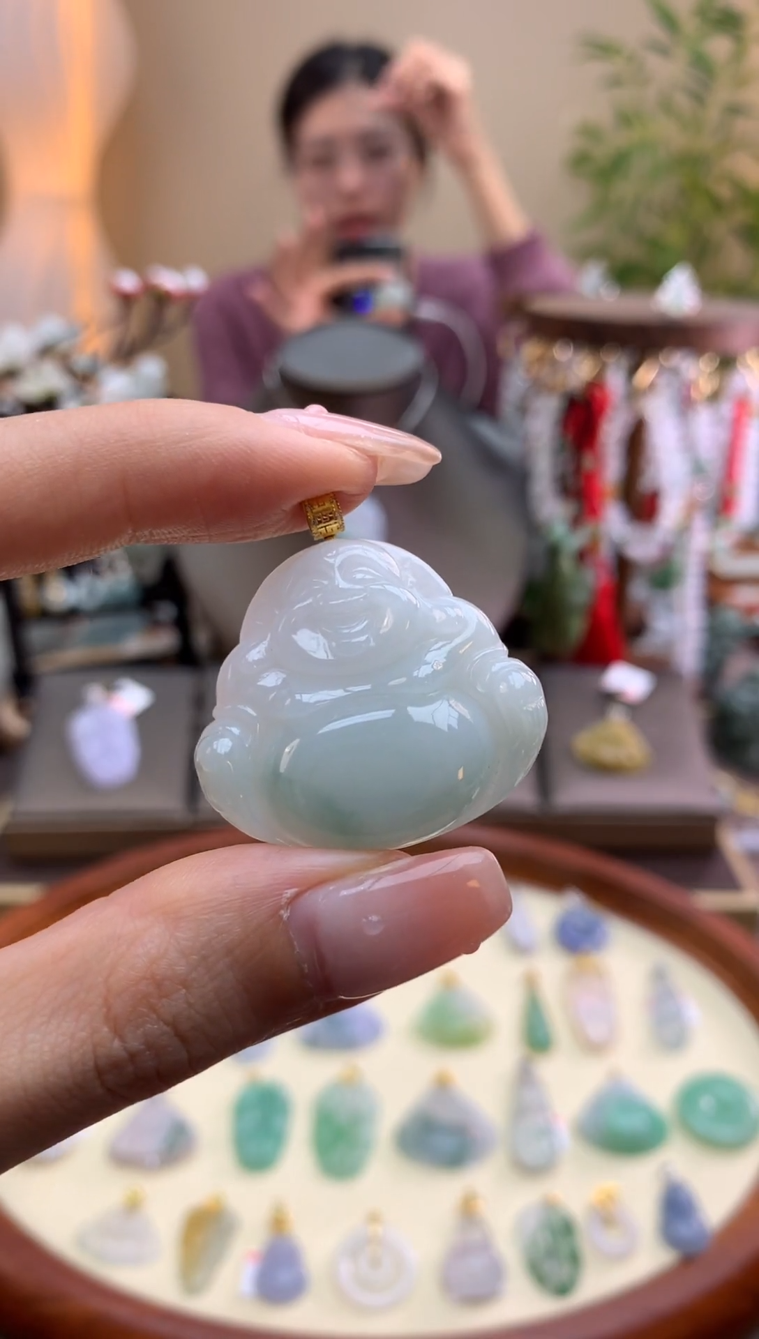 【闪购商品】翡翠颈饰18K金镶嵌佛公