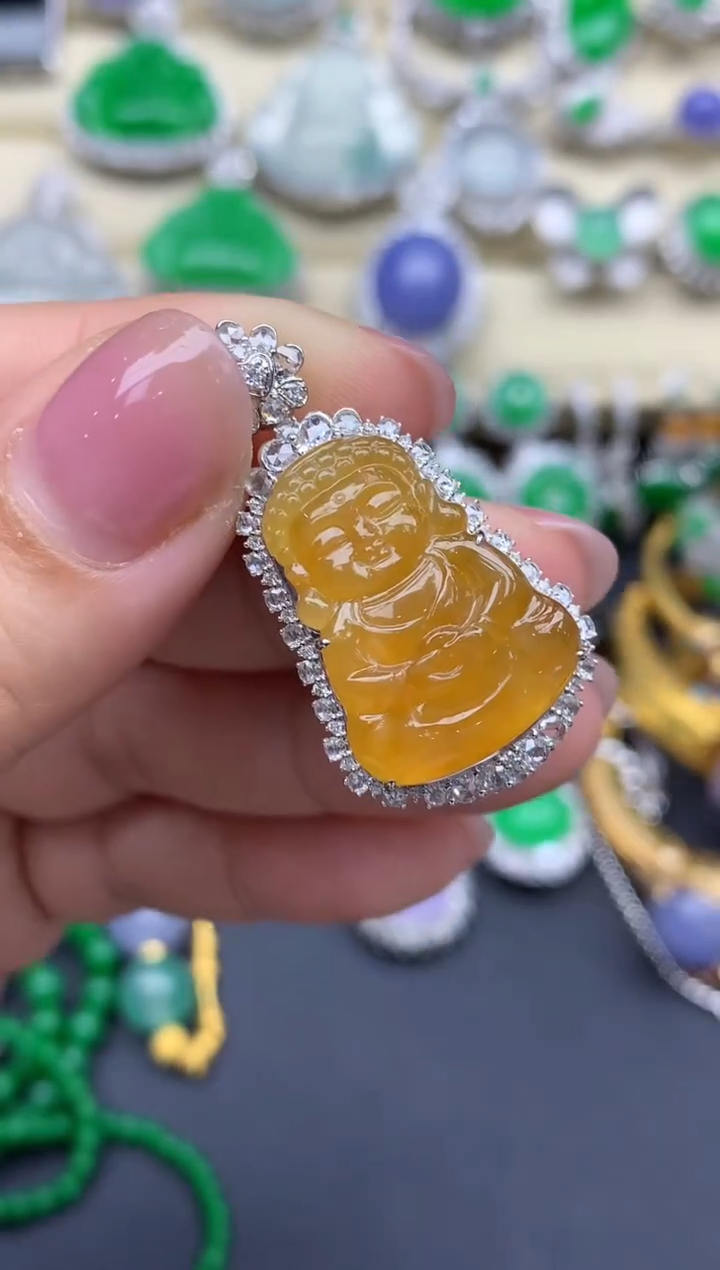 翡翠18K金镶嵌颈饰512-中国好珍宝