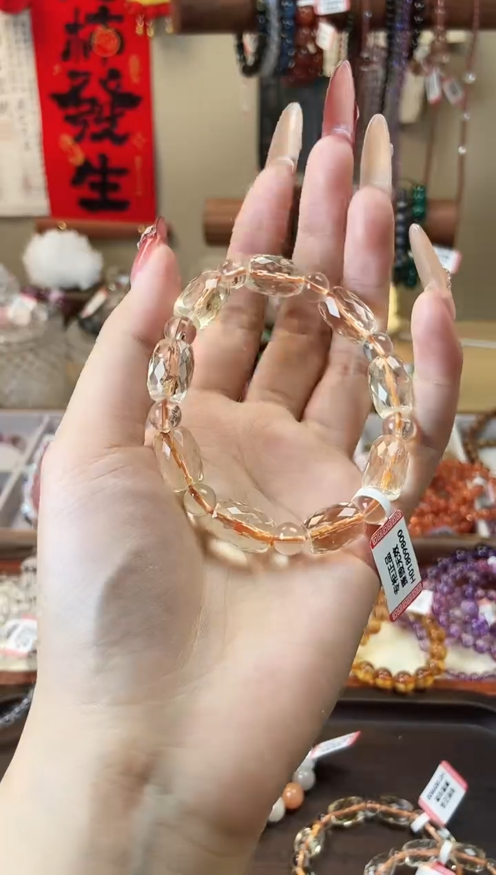 【闪购商品】水晶手串未镶嵌巴西黄水晶桶珠