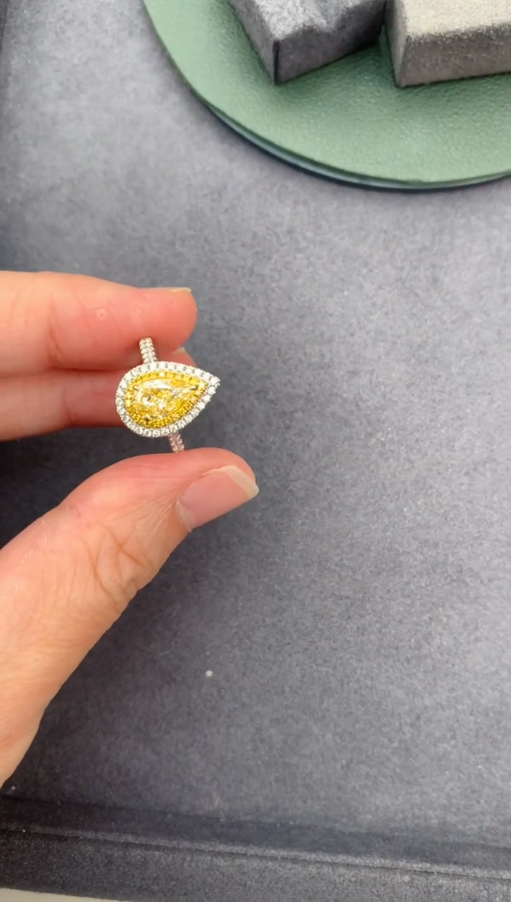 【闪购商品】钻石戒指/指环18K金镶嵌1ct黄钻戒指