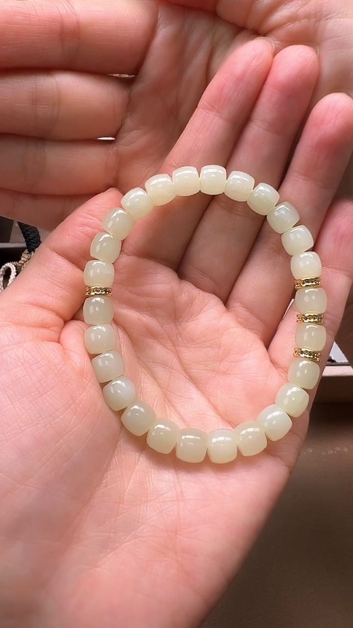 【闪购商品】和田玉手串未镶嵌1388黄口直切手串7*8