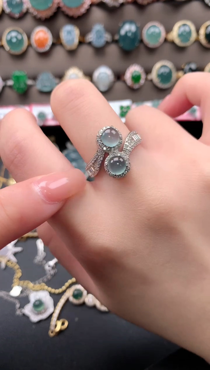 【闪购商品】翡翠戒指银S925镶嵌52141