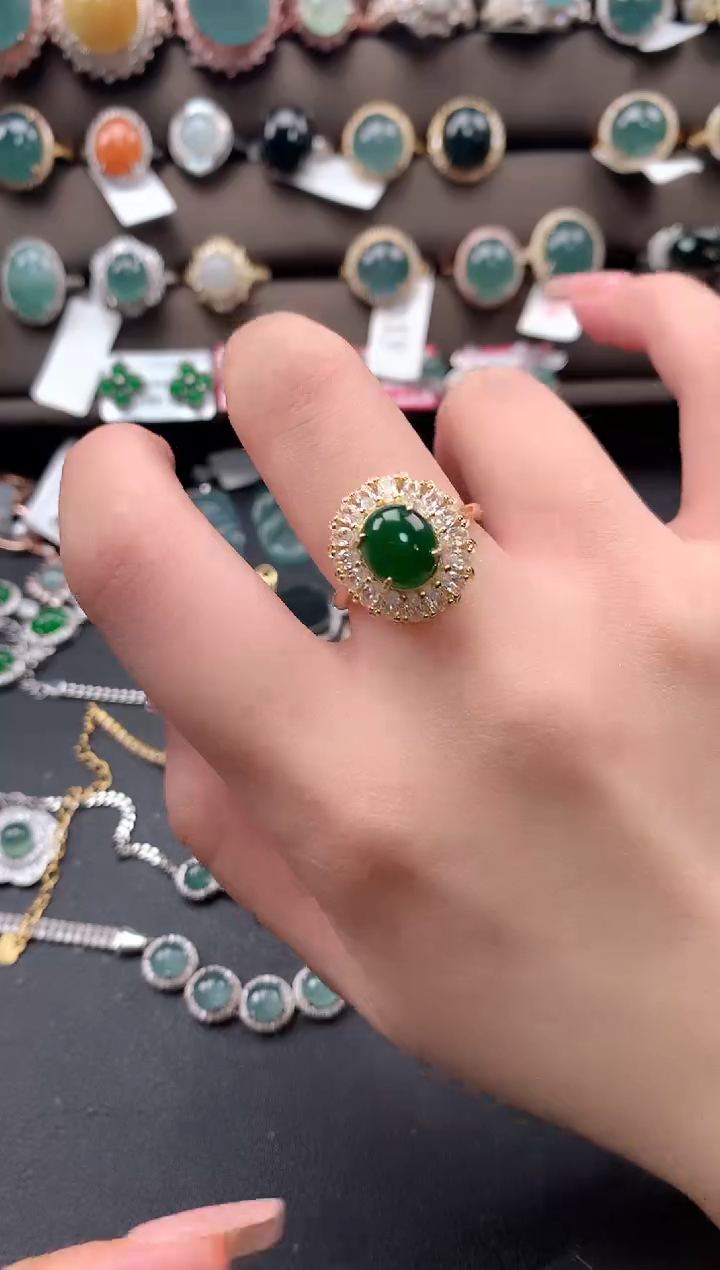 【闪购商品】翡翠戒指银S925镶嵌52141