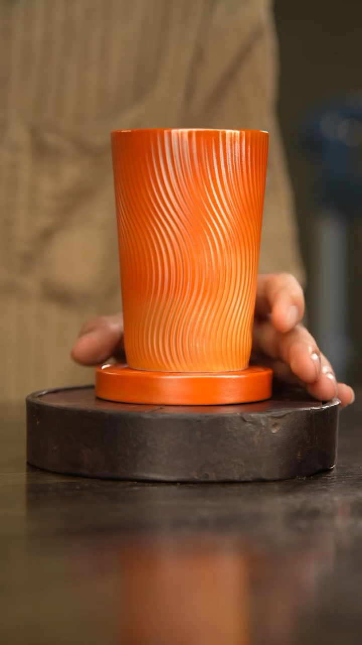 21柴房陶瓷柴烧大水杯带杯垫