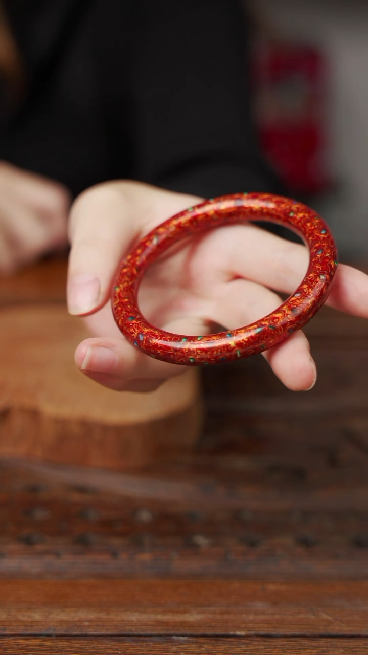 大漆变涂手镯（红金57*8.8）