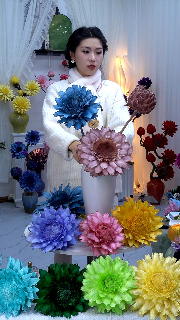 永生洋蓟卡粉2头+灰蓝【叶片有伤】9348