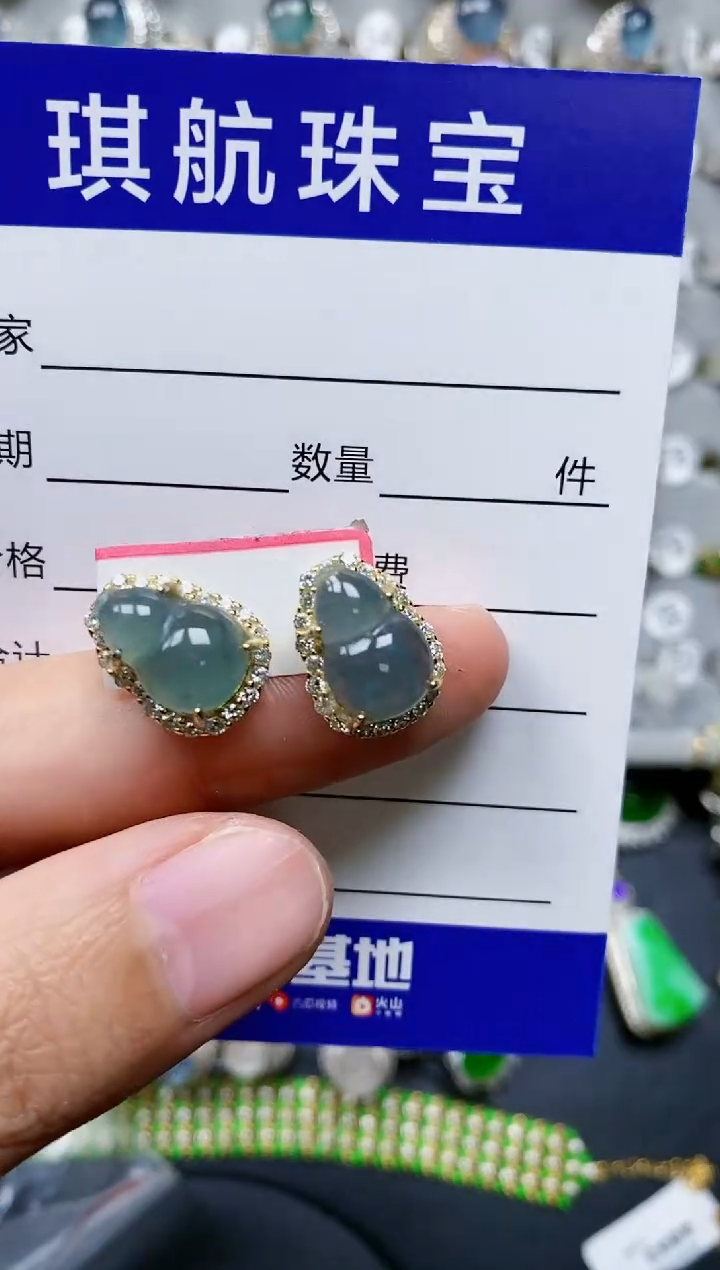 【闪购商品】翡翠耳饰银S925镶嵌0620