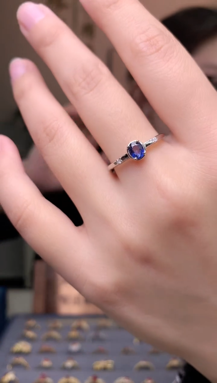 【闪购商品】蓝宝石戒指银S925镶嵌戒指