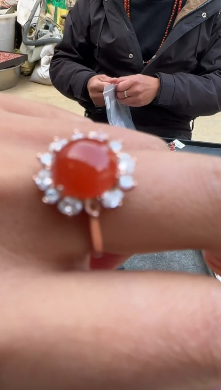 【闪购商品】南红玛瑙戒指银S925镶嵌原矿无优化戒指