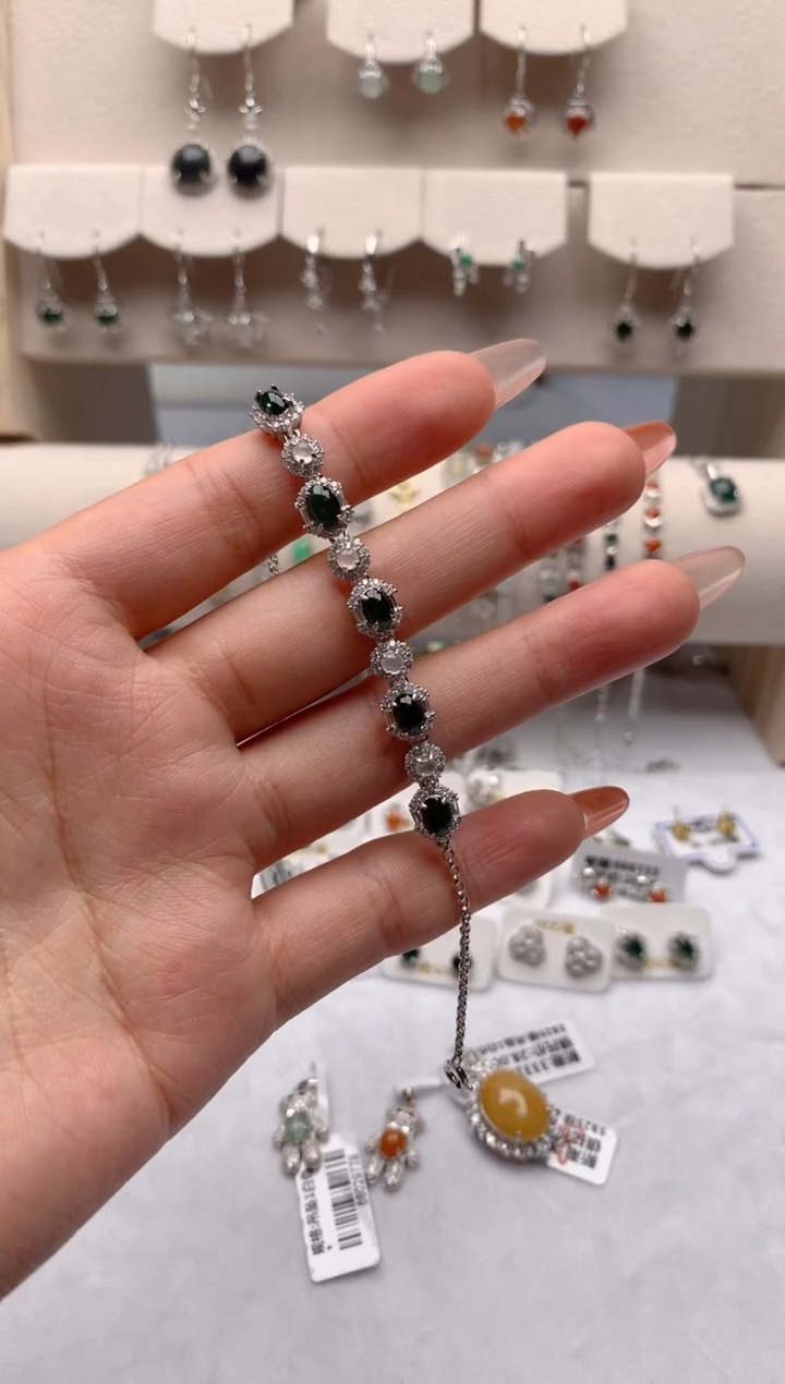 【闪购商品】翡翠手链银S925镶嵌1号