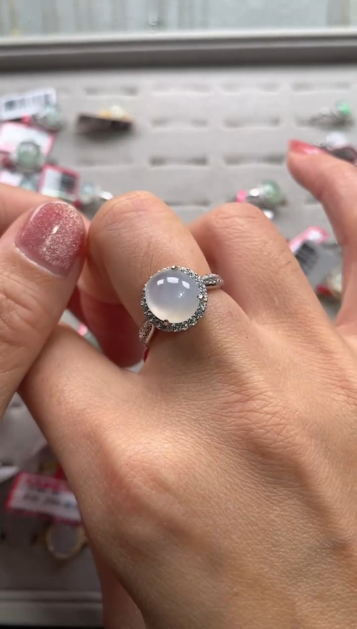 【闪购商品】翡翠戒指银S925镶嵌22222222     3