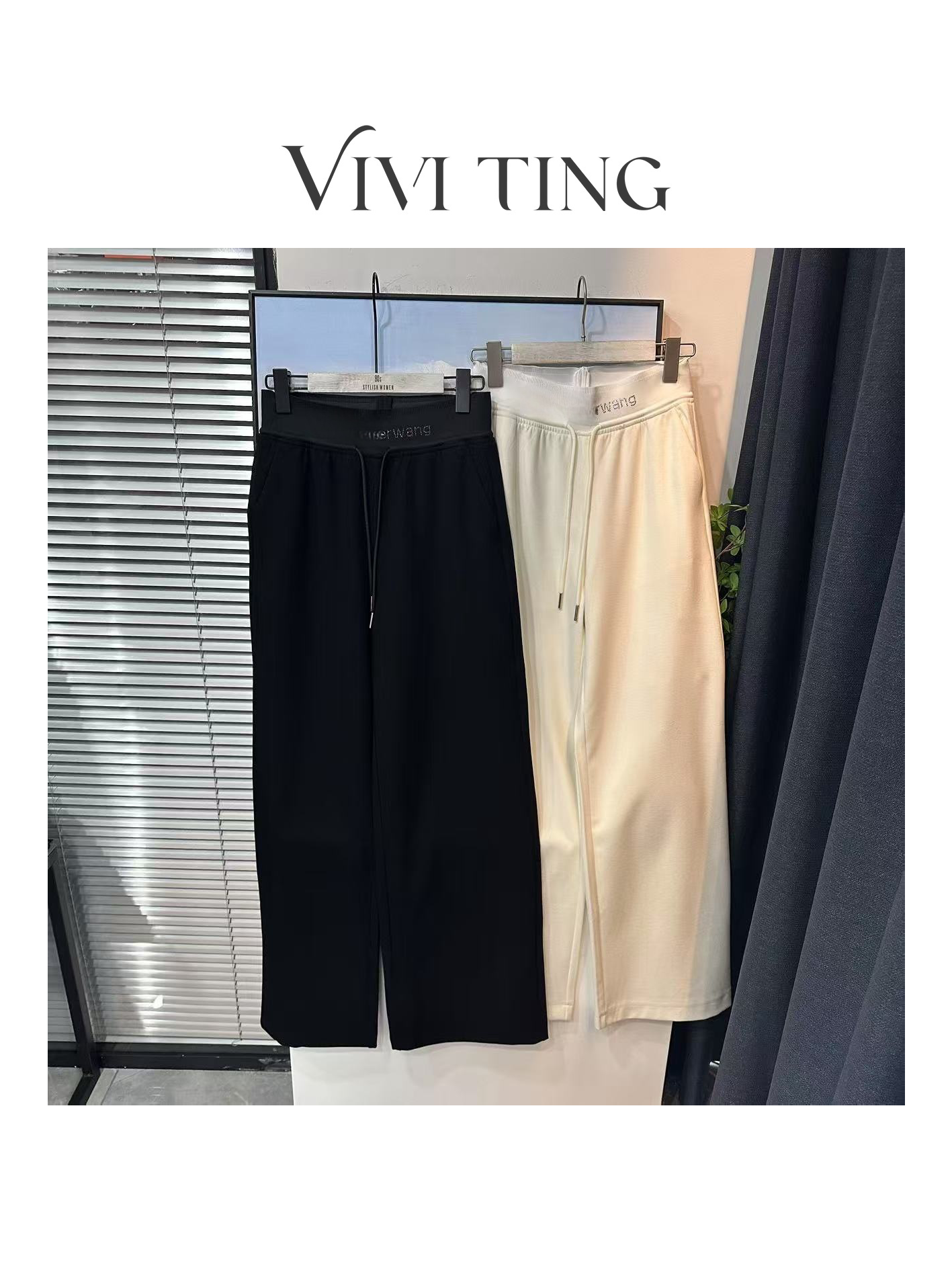 【VIVI·TING】婷姐推荐春装时尚休闲松紧腰字母烫钻抽绳休闲裤k11