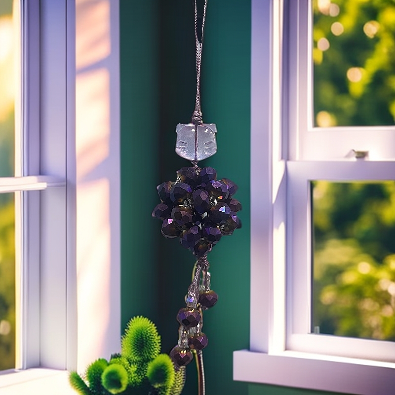 绳款电光紫玲珑球手机坠D898