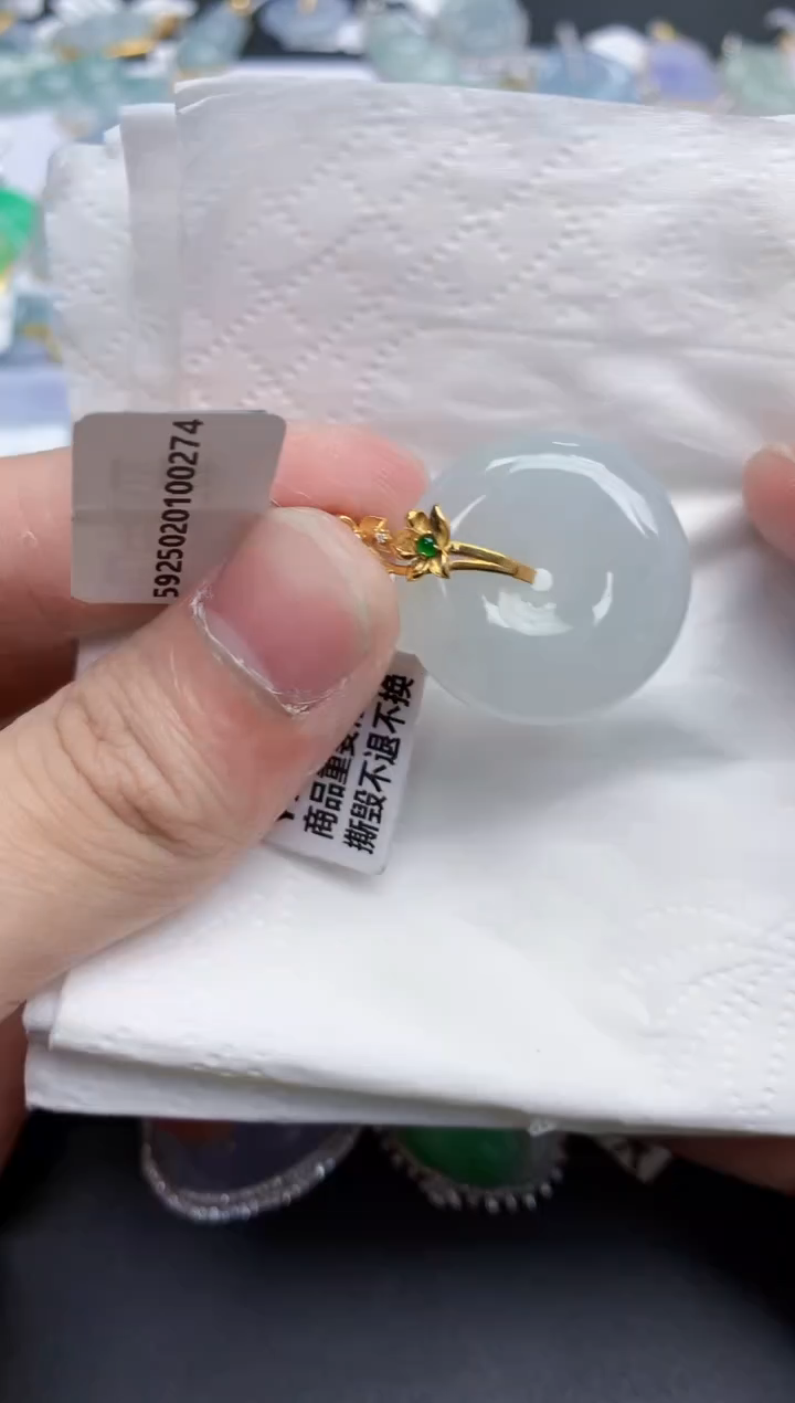 【闪购商品】翡翠颈饰18K金镶嵌天然缅甸翡翠A货