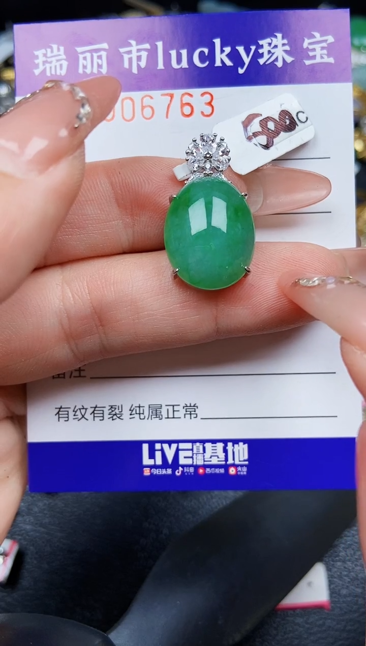 翡翠银S925镶嵌颈饰6763