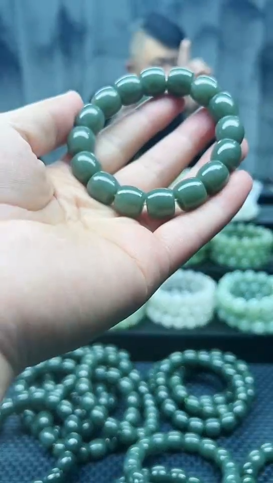 未镶嵌手串和田玉且末蓝直切卡14纯天然拍一发一