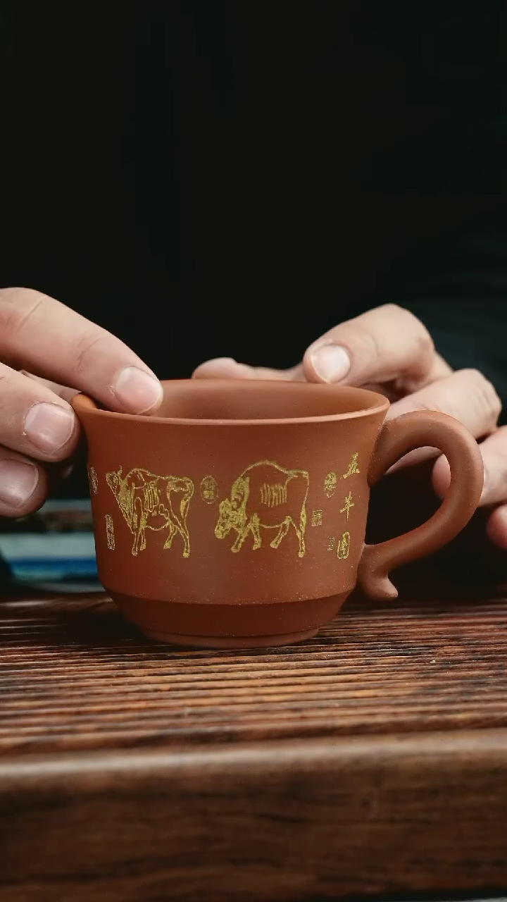 【闪购商品】紫砂茶杯把手杯宜兴紫砂主人杯