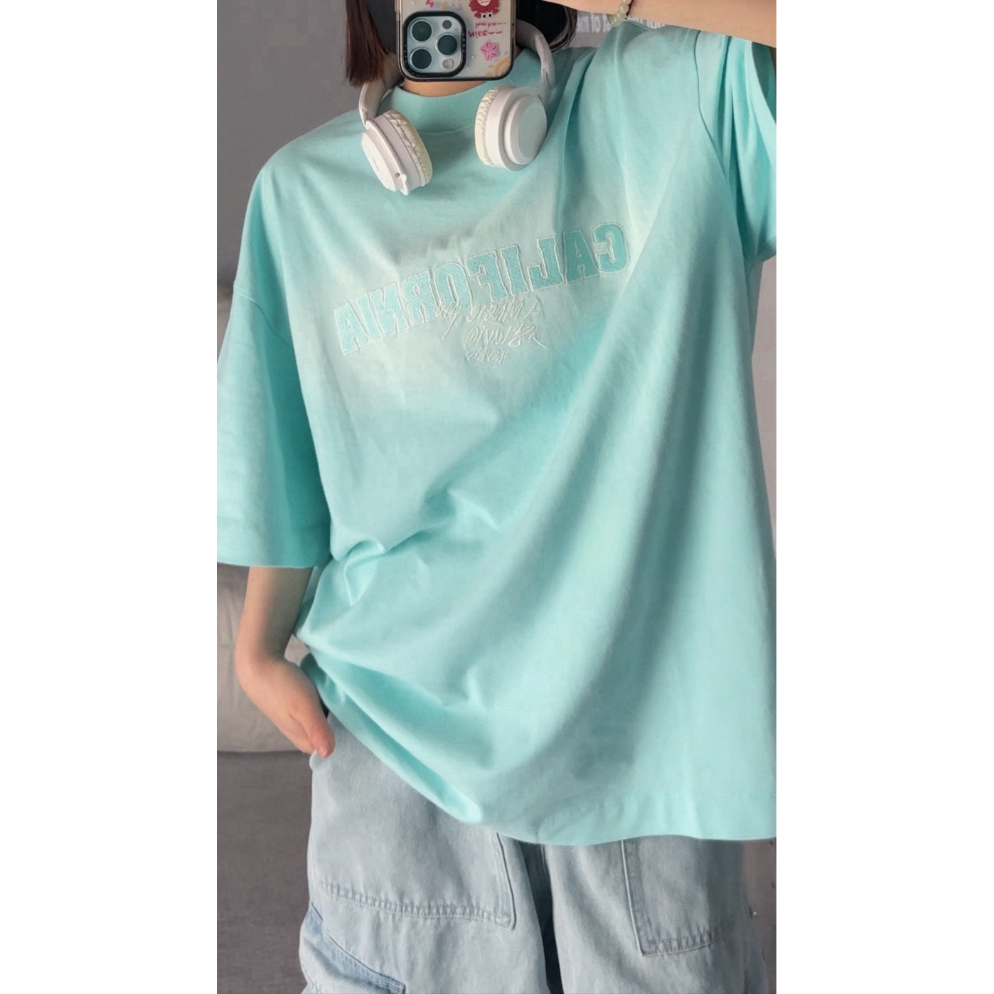 1812-1新款时尚冰川蓝短袖T恤