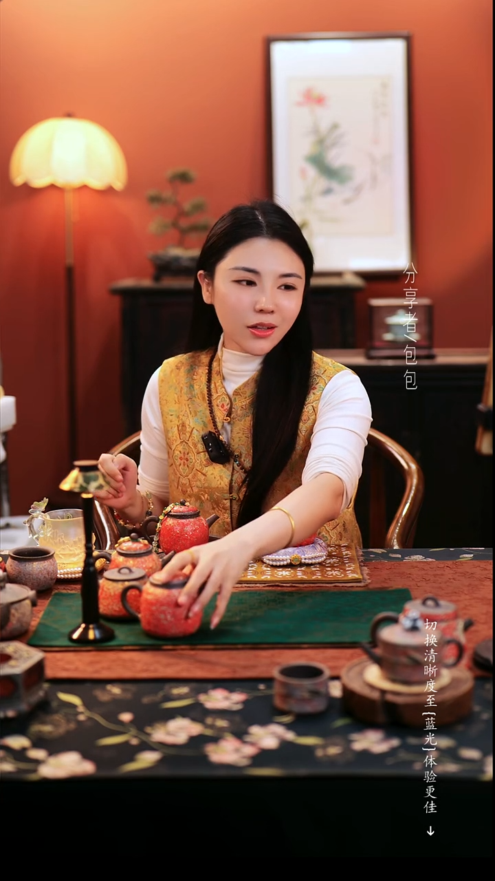 妩*猪窑变七彩柿子杯····
