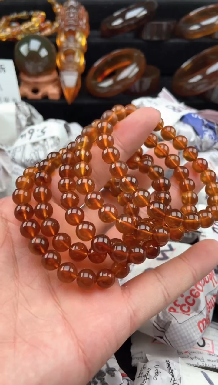 【闪购商品】琥珀手链未镶嵌金棕红手串【多样性发货其中一】