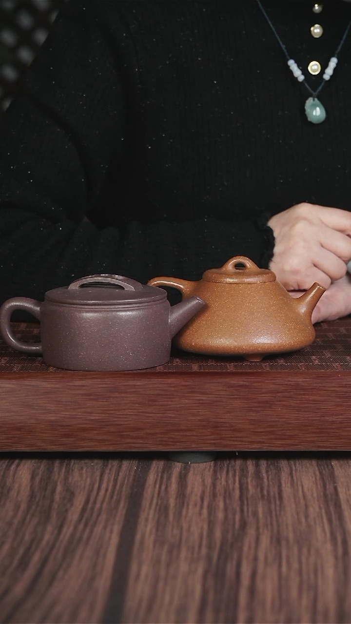 【闪购商品】紫砂茶壶黄降坡  子冶石瓢+粗砂天青汉瓦