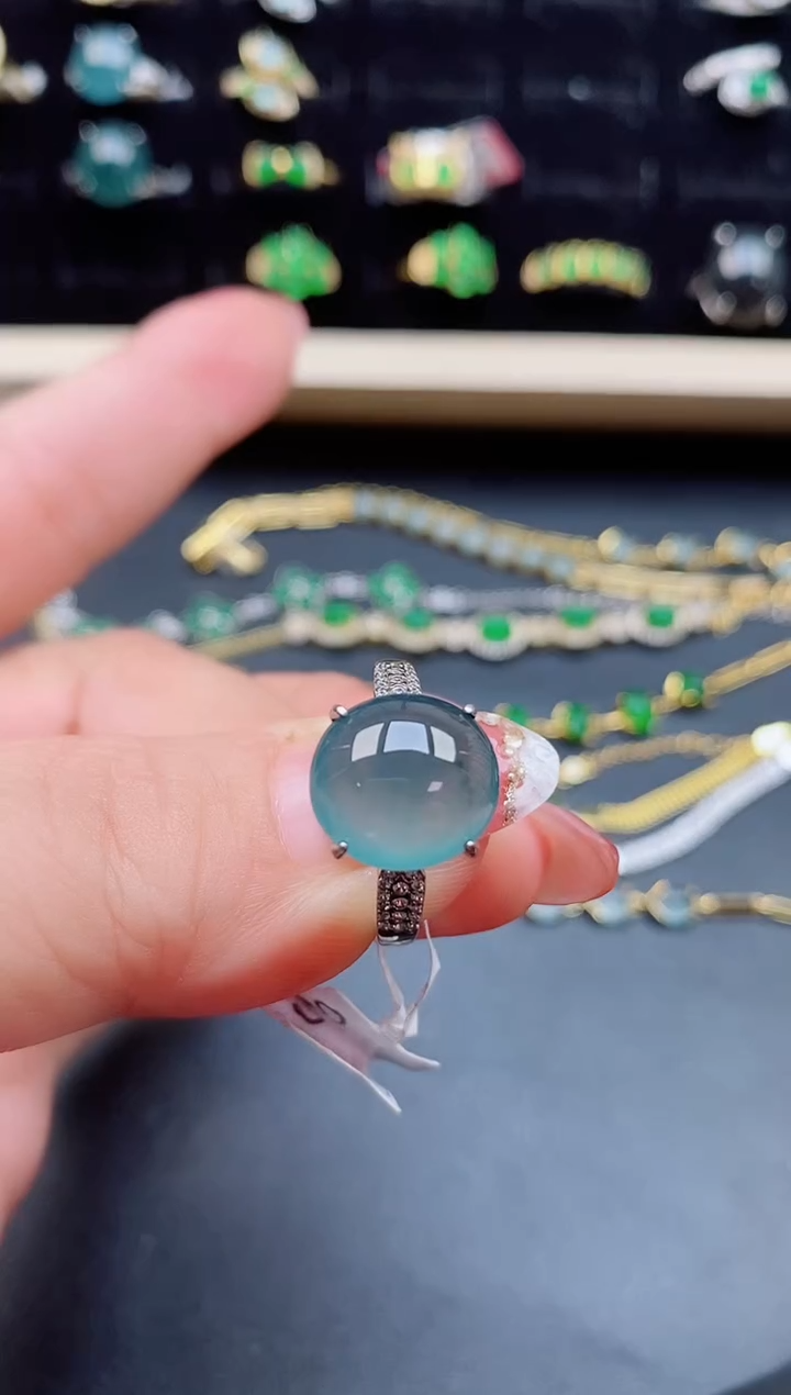 【闪购商品】翡翠戒指银S925镶嵌5085