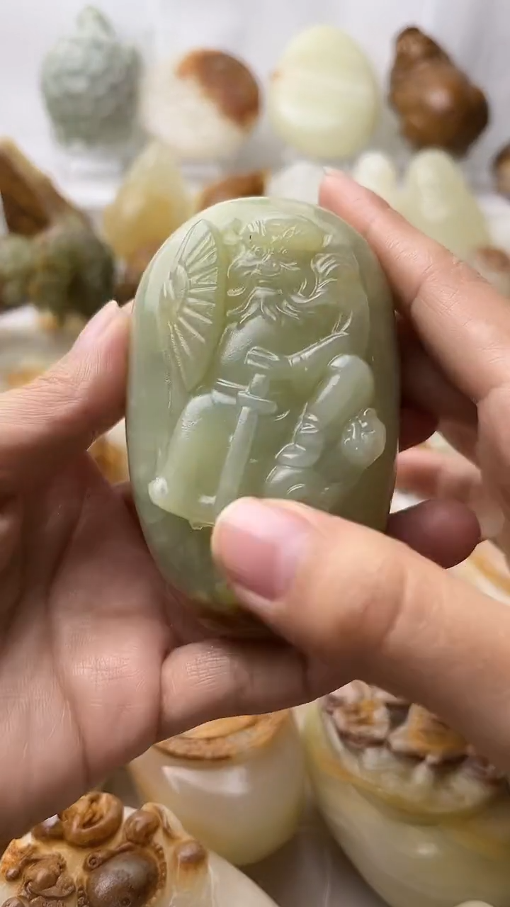 石材古青石棉纹正常不退换钟馗微瑕