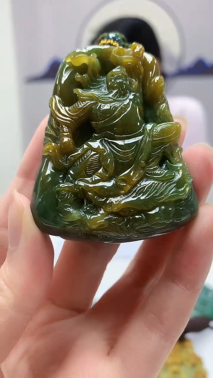 【闪购商品】定制翡翠未镶嵌4902zm-毛货挂件156关羽