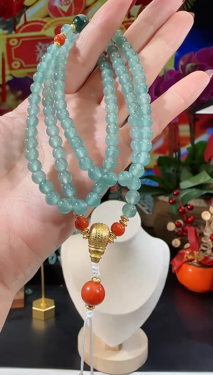 【闪购商品】翡翠项链银S925镶嵌长串多样性发一