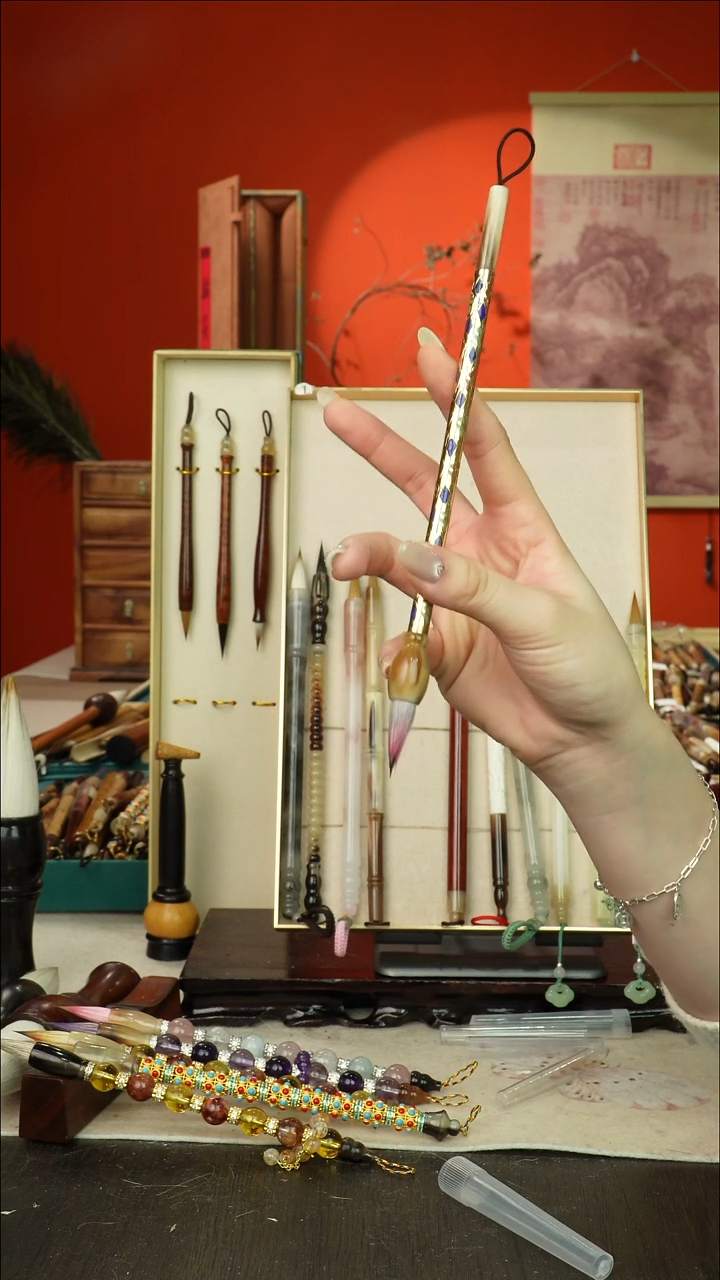 257号闪孤品高货毛笔链接 清水试笔 蘸墨不退