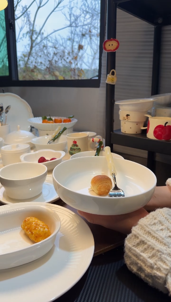 白瓷 白瓷白瓷8英寸钵子不带勺叉