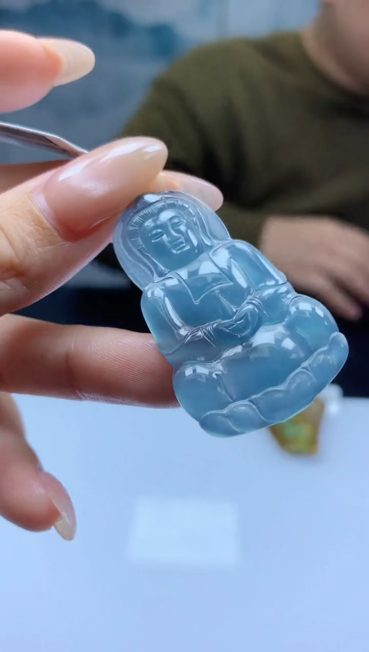 【闪购商品】定制翡翠未镶嵌888ee-毛货观音58赠金扣