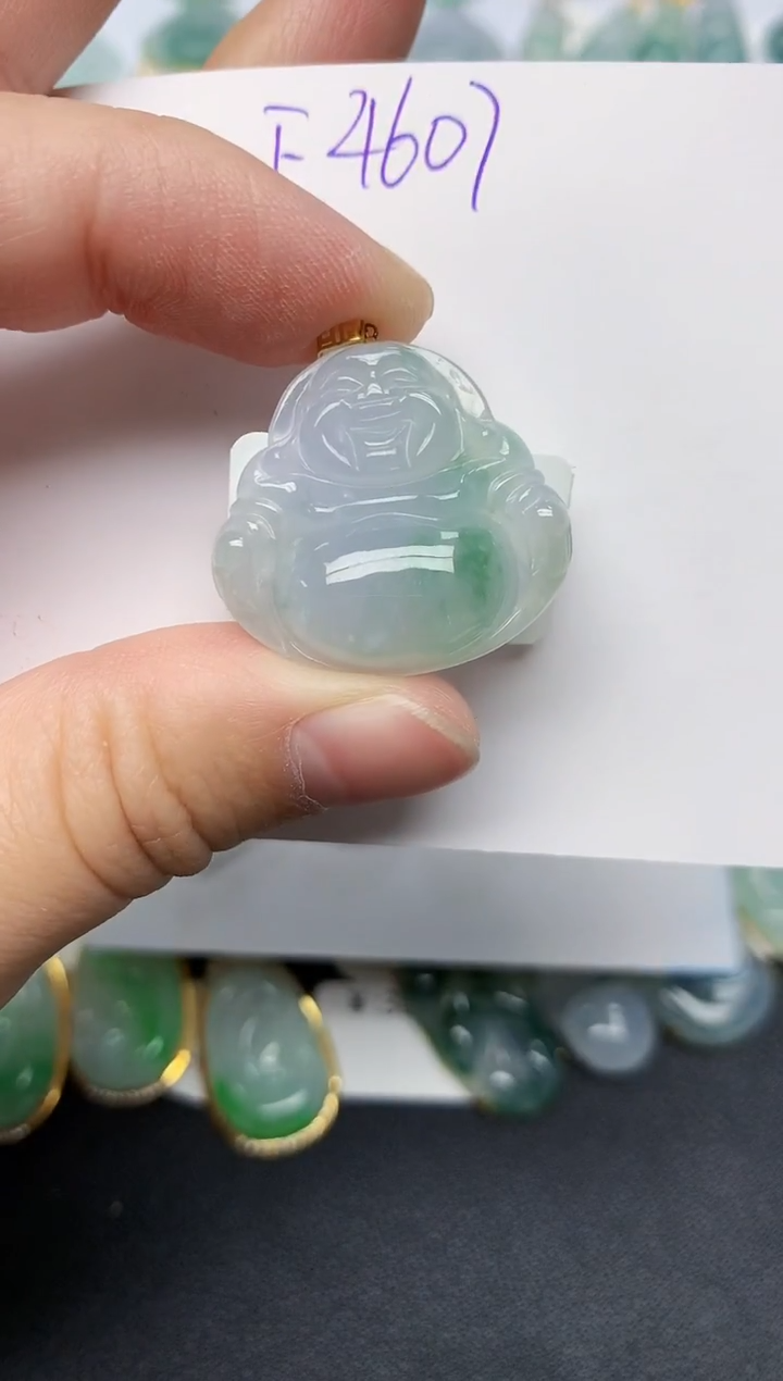 颈饰18K金镶嵌翡翠天然缅甸A货翡翠百元以上9元证书费自理 