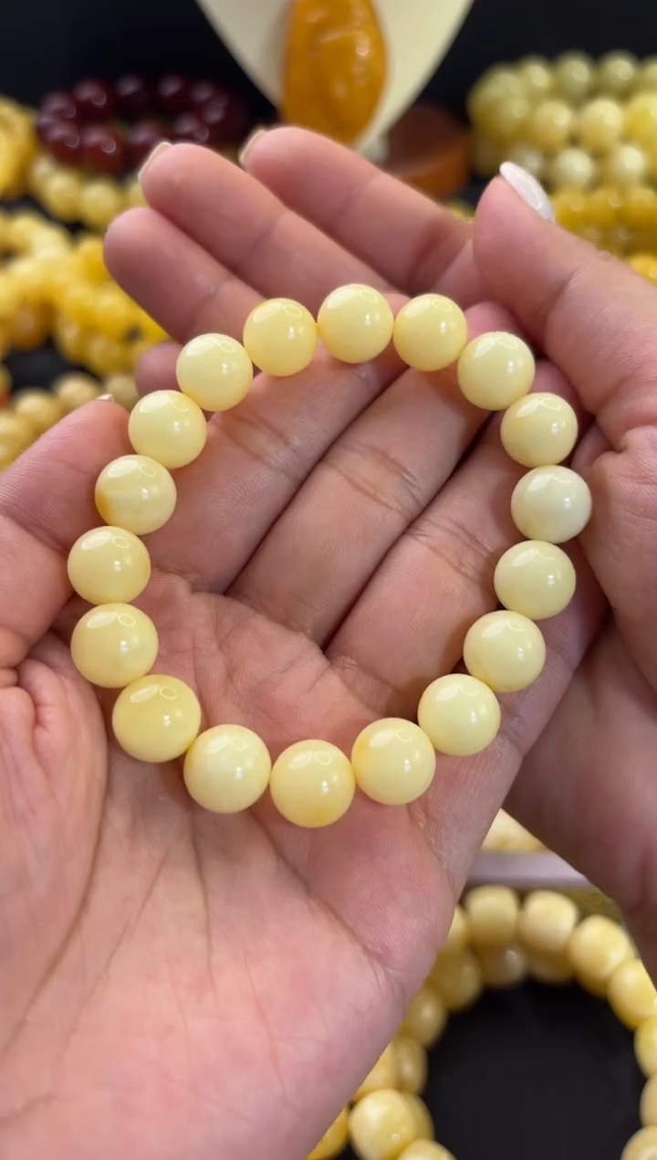 【闪购商品】蜜蜡手串未镶嵌11+奶黄白满蜡