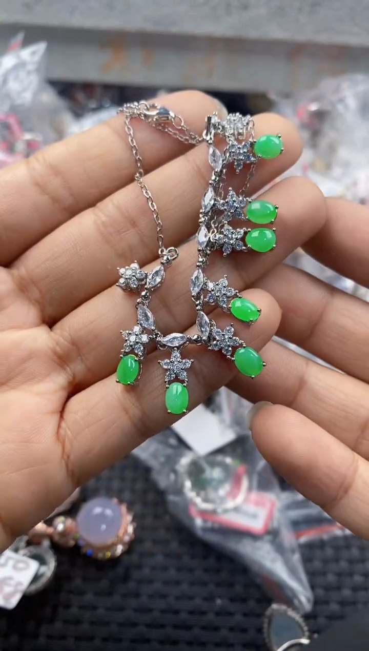 银S925镶嵌戒指翡翠8888----9