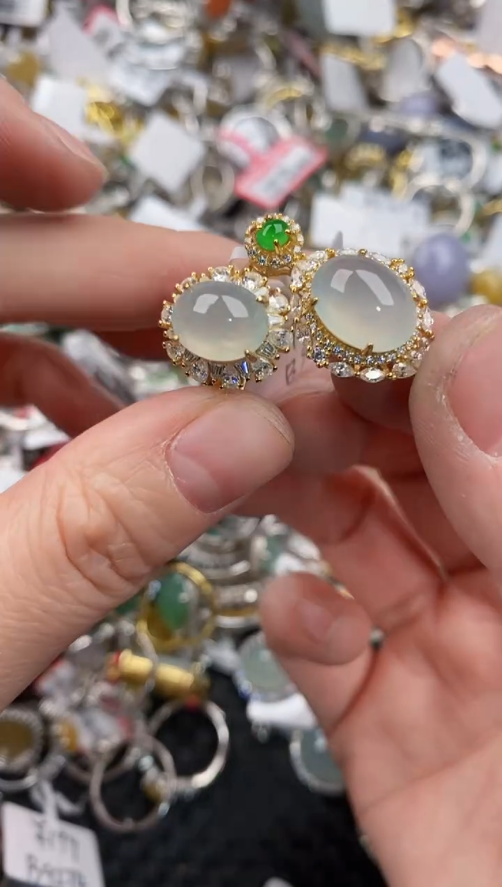 银S925镶嵌戒指翡翠555   8