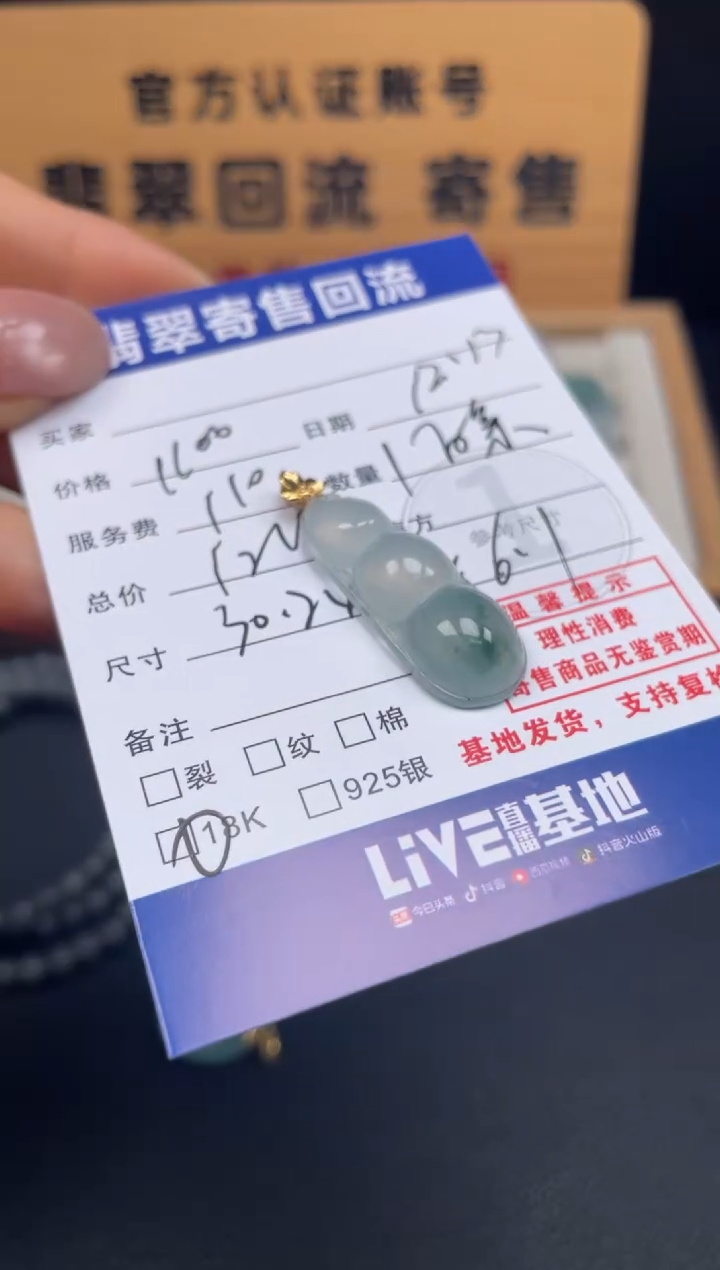 颈饰18K金镶嵌翡翠10151758