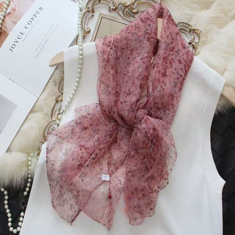【浪漫樱花粉】碎花气质时尚百搭女士夏季薄款韩版春秋洋气直播丝巾