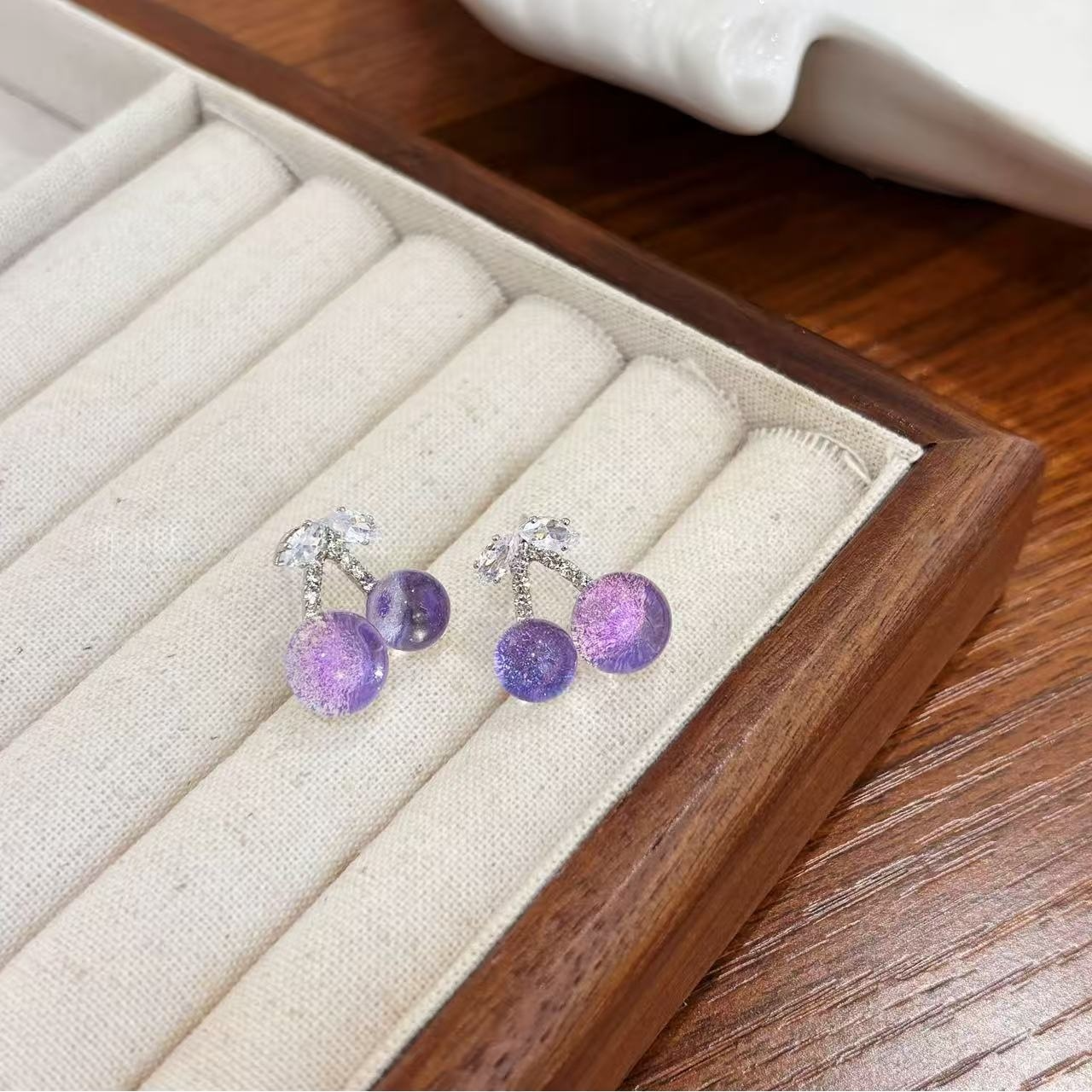 铜合金耳饰 【炫彩紫樱桃】气质轻奢时尚可爱少女简约精致甜美