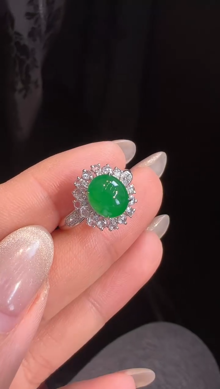 【闪购商品】翡翠戒指18K金镶嵌戒指